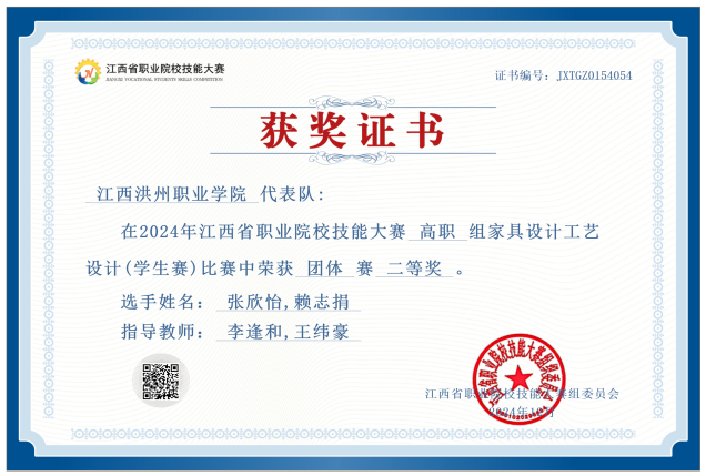 2024年江西省职业院校技能大赛家具设计工艺设计赛项二等奖