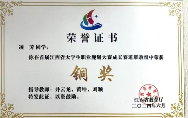 2024年江西省大学生职业规划大赛就业赛道铜奖
